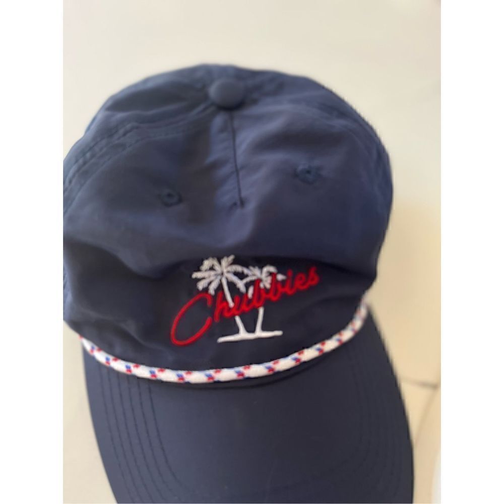 2 Chubbies Adjustable Nylon Rope Hat Blue and White Unisex Baseball Trucker - Picture 3 of 8